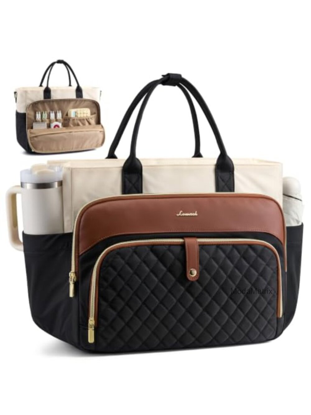 LOVEVOOK 15.6 Inch Laptop Tote Bag Quilted Water Resistant Women Work Bag